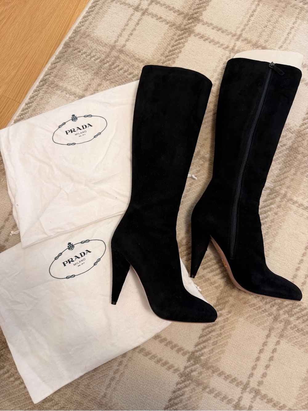 Prada Knee High Suede Boots